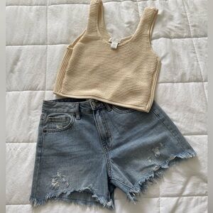 House of Harlow Cream Crochet Crop Top